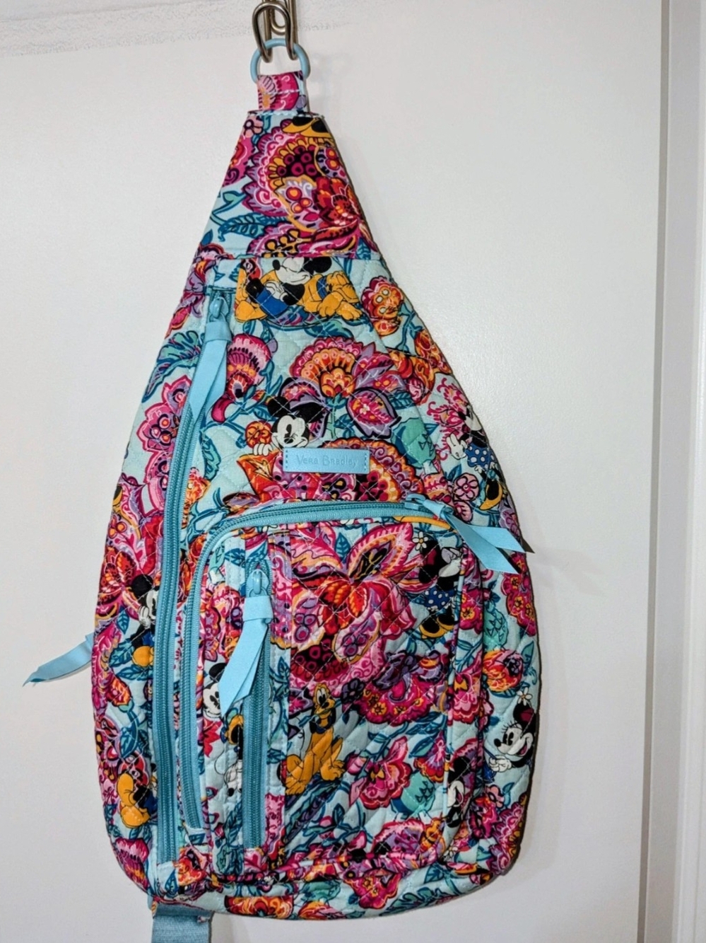 Limited Edition Disney Vera Bradley Turquoise Floral Sling Backpack